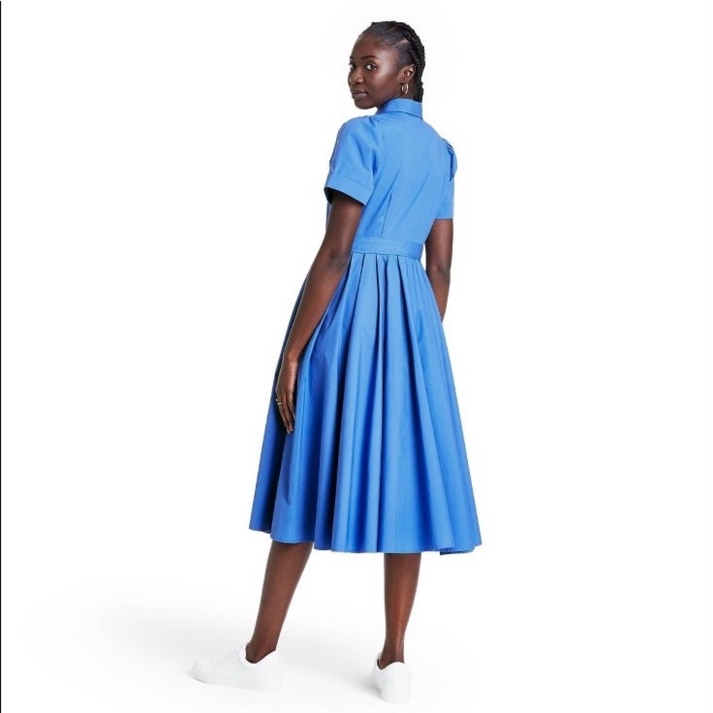 Alexis For Target Dress Size XS Short Sleeve Shirtdress Pockets Blue Midi NWT - Picture 2 of 4